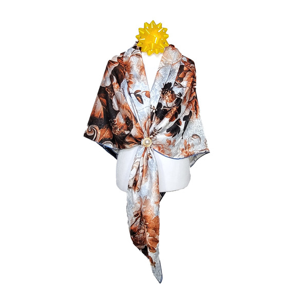 NWT Double Sided Silk Scarf 53"x53" Large Square Shawl Wrap XiangYunSha 36101 - Picture 2 of 9